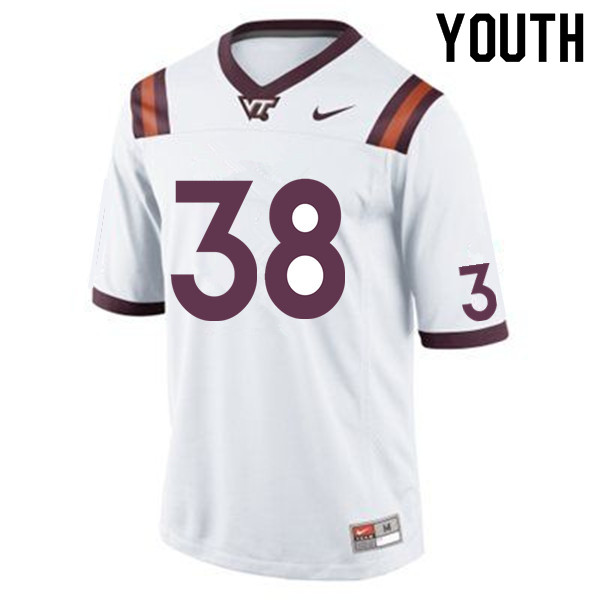 Youth #38 Amare Barno Virginia Tech Hokies College Football Jerseys Sale-White - Click Image to Close